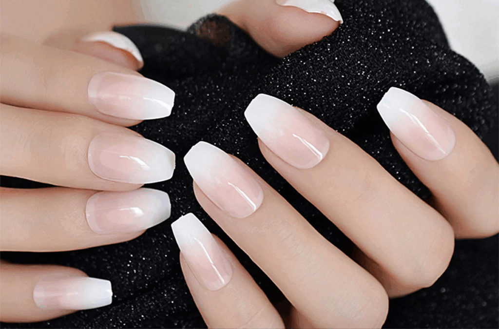 Nägel geformt wie Ballettschuhe nagelformen für schlanke finger
